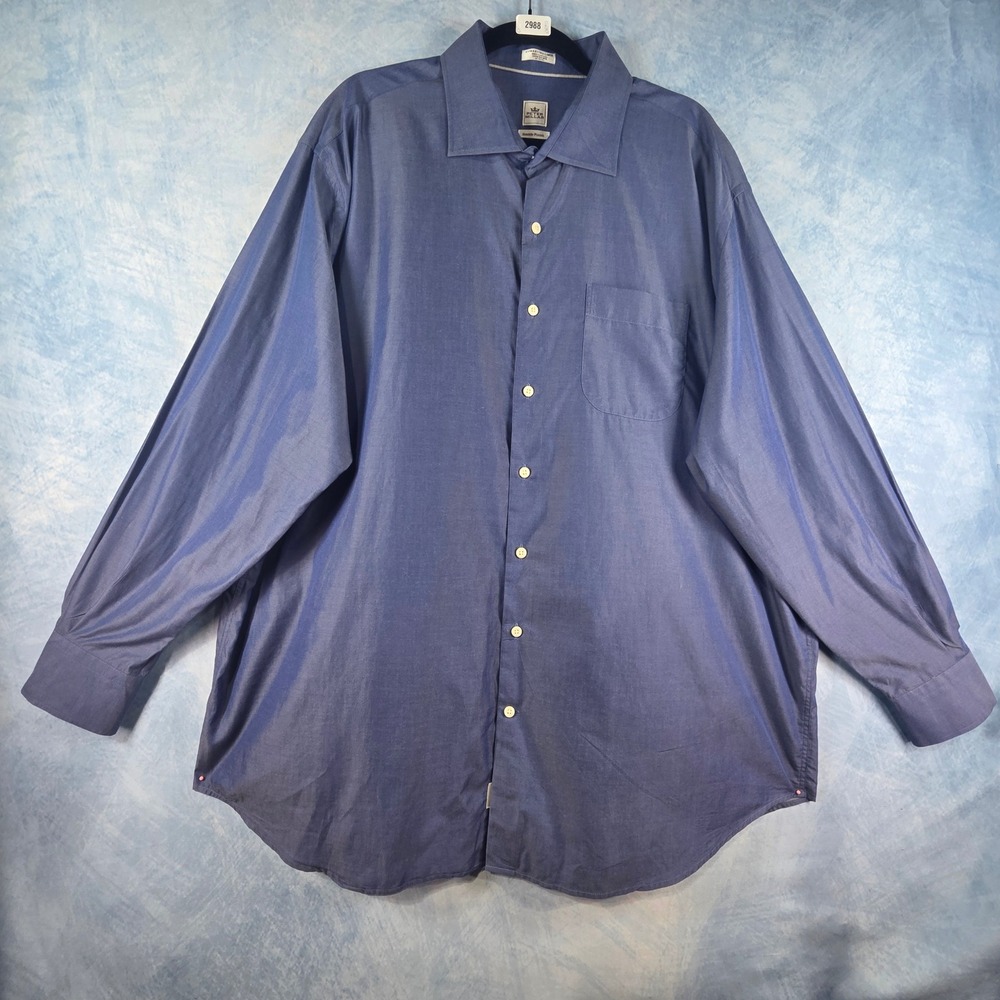 Peter Millar Seaside Finish Mens XXL Blue Cotton Long Sleeve Button Down Shirt